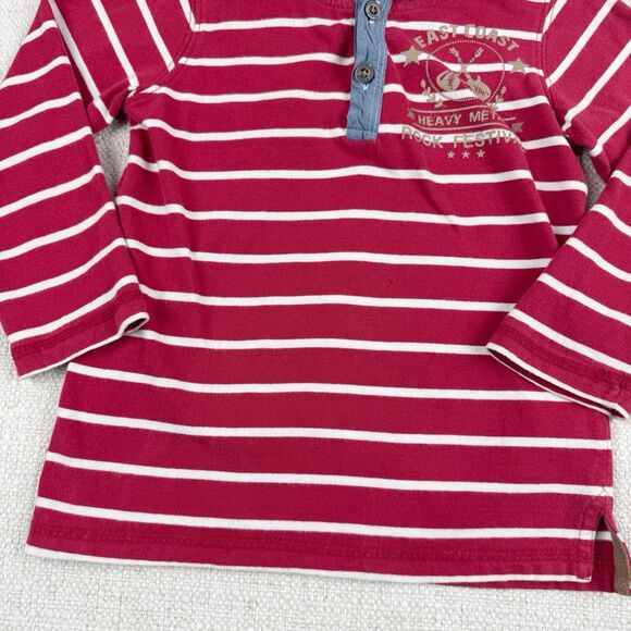 Pumpkin Patch Henley Hoodie Boys Size 3 Red White Striped Hooded T-Shirt Rock - Picture 5 of 12